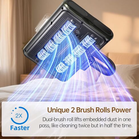 Dual Brush-Roll Mattress Vacuum Cleaner with 25KPa High Suction, UV-C Light, 140°F Heating & Triple HEPA Filter [Allergens & Pet Hair Removal] Handheld Bed Vacuum for Couch, Quilt, Mattress, Crib in Saudi Arabia