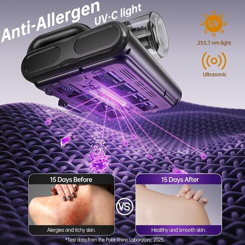 Dual Brush-Roll Mattress Vacuum Cleaner with 25KPa High Suction, UV-C Light, 140°F Heating & Triple HEPA Filter [Allergens & Pet Hair Removal] Handheld Bed Vacuum for Couch, Quilt, Mattress, Crib in Saudi Arabia
