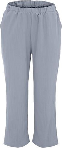 Generic Comfy Capri Pants for Women Casual Lightweight Summer Beach Trousers Elastic Waist Travel Cropped Pants with Pockets in Saudi Arabia