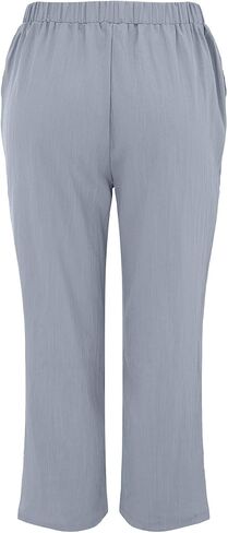 Generic Comfy Capri Pants for Women Casual Lightweight Summer Beach Trousers Elastic Waist Travel Cropped Pants with Pockets in Saudi Arabia