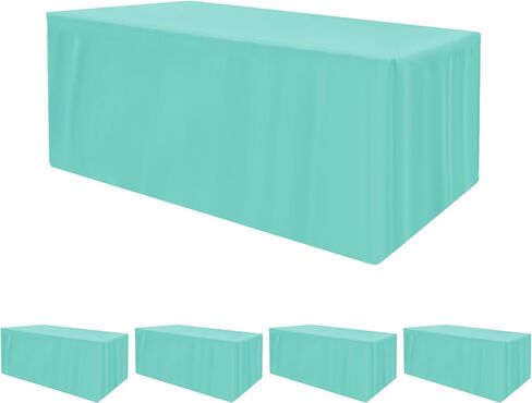 HolidayIdeas Open Back Rectangle Black Table Covers for 6 Foot Table, Wrinkle Resistant Washable Tablecloths 72x30 Inch for Craft Fairs, Banquets, Trade Show Display, 4 Pcs in Kuwait