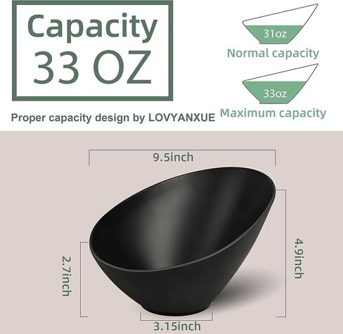 Bamboo Fiber Salad Bowls, 4 Packs Compostable 33 Ounce Elegant Black Angled Bowls for Salad, Pasta, Soup, Prep, Ideal for Home and Restaurant (Black, 9.5Inch) in Saudi Arabia