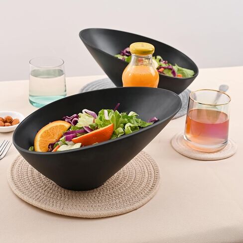 Bamboo Fiber Salad Bowls, 4 Packs Compostable 33 Ounce Elegant Black Angled Bowls for Salad, Pasta, Soup, Prep, Ideal for Home and Restaurant (Black, 9.5Inch) in Saudi Arabia