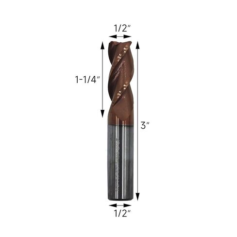 1/2in Solid Carbide Corner Radius End Mill for Aluminum,37 Degree Helix-0.060" Corner Radius,3 Flutes, ZRN Coated Bits Tool for Aluminum and Other Non-Ferrous Materials in Saudi Arabia
