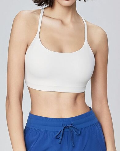 Ama Larsi Sports Bras for Women Spaghetti Thin Strap Low Impact U Back Workout Yoga Bras with Removable Pads in Kuwait