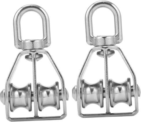 PRETYZOOM 2pcs Double Block Wire Rope Pulley Heavy Duty Stainless Steel Pulley Swivel Block in Saudi Arabia