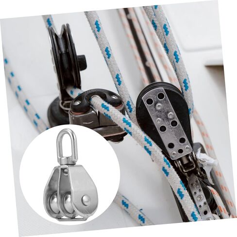 PRETYZOOM 2pcs Double Block Wire Rope Pulley Heavy Duty Stainless Steel Pulley Swivel Block in Saudi Arabia