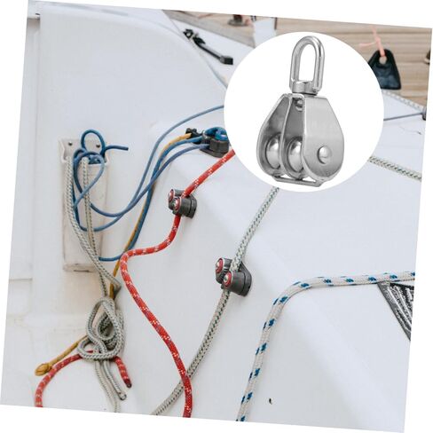 PRETYZOOM 2pcs Double Block Wire Rope Pulley Heavy Duty Stainless Steel Pulley Swivel Block in Saudi Arabia
