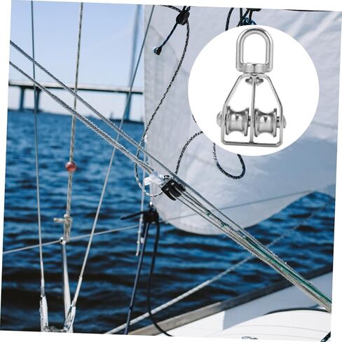 PRETYZOOM 2pcs Double Block Wire Rope Pulley Heavy Duty Stainless Steel Pulley Swivel Block in Saudi Arabia