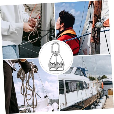 PRETYZOOM 2pcs Double Block Wire Rope Pulley Heavy Duty Stainless Steel Pulley Swivel Block in Saudi Arabia