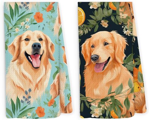 Western Dog Kitchen Dish Towels 16x24 Inch, Funny Dog Lover Gifts, Retro Cowboy Hat Golden Retriever Farm Animal Decorative Hand Towel Tea Towels for Kids Bathroom Kitchen in Kuwait