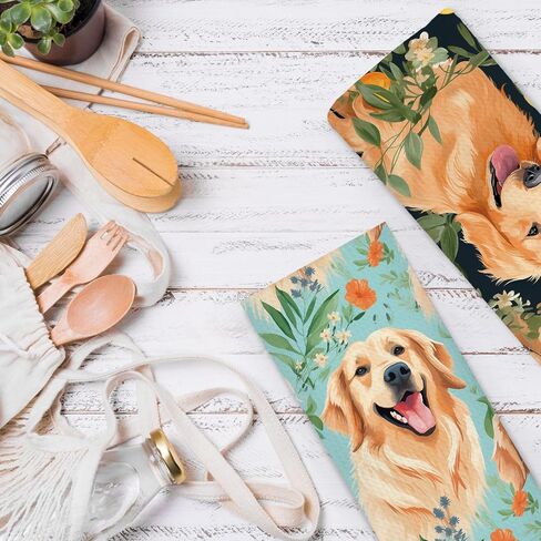 Western Dog Kitchen Dish Towels 16x24 Inch, Funny Dog Lover Gifts, Retro Cowboy Hat Golden Retriever Farm Animal Decorative Hand Towel Tea Towels for Kids Bathroom Kitchen in Kuwait