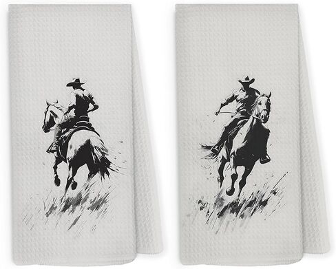 Western Dog Kitchen Dish Towels 16x24 Inch, Funny Dog Lover Gifts, Retro Cowboy Hat Golden Retriever Farm Animal Decorative Hand Towel Tea Towels for Kids Bathroom Kitchen in Kuwait