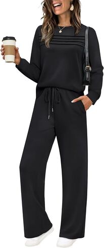 WIHOLL Women's 2 Piece Sets Sweatshirt Casual Travel Outfits Lounge Wide Leg Tracksuit Cozy Sweatsuits Fashion 2025 in Saudi Arabia