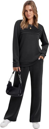 WIHOLL Women's 2 Piece Sets Sweatshirt Casual Travel Outfits Lounge Wide Leg Tracksuit Cozy Sweatsuits Fashion 2025 in Saudi Arabia