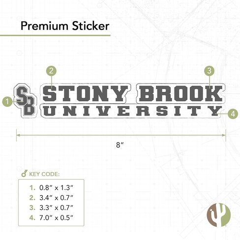 Desert Cactus Stony Brook University Sticker Seawolves Name Logo Vinyl Decal Laptop Water Bottle Car Scrapbook (8 Inch Sticker) in Saudi Arabia