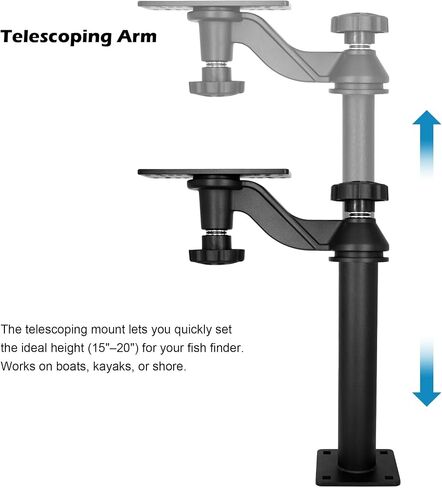 Aluminum Height Telescopic Fish Finder Mount, Marine Electronics Mount with Horizontal Swing Arm for 5"-12" Large Depth Finder Display, Compatible with Garmin, Lowrance, Humminbird and More in Kuwait