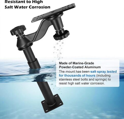 Aluminum Height Telescopic Fish Finder Mount, Marine Electronics Mount with Horizontal Swing Arm for 5"-12" Large Depth Finder Display, Compatible with Garmin, Lowrance, Humminbird and More in Kuwait