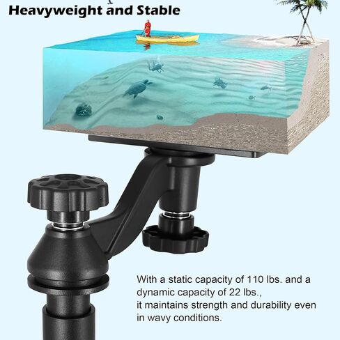 Aluminum Height Telescopic Fish Finder Mount, Marine Electronics Mount with Horizontal Swing Arm for 5"-12" Large Depth Finder Display, Compatible with Garmin, Lowrance, Humminbird and More in Kuwait