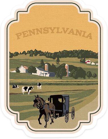 Die Cut Sticker Pennsylvania Amish Countryside WPA Vinyl Sticker 3 to 6 inches, (Waterproof Decal for Cars, Water Bottles, Laptops, Coolers), Large in Saudi Arabia