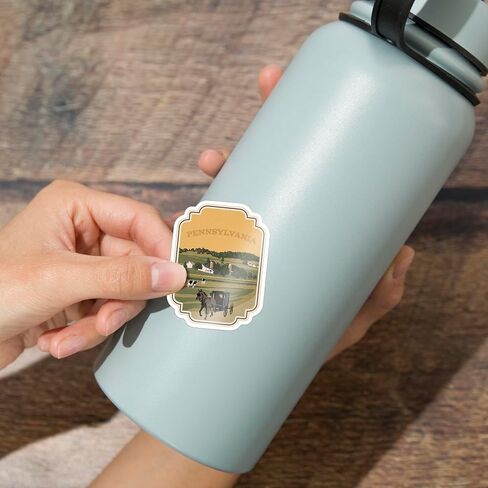 Die Cut Sticker Pennsylvania Amish Countryside WPA Vinyl Sticker 3 to 6 inches, (Waterproof Decal for Cars, Water Bottles, Laptops, Coolers), Large in Saudi Arabia