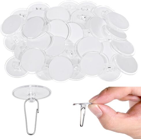 50 Pcs Clear Adhesive Hooks, Adhesive Ceiling Hooks for Hanging Damage-Free Birthday Hook No-Drill Sticky Ceiling Hook Removable Ceilings Discs for Festival Wedding Party Decorations in Saudi Arabia