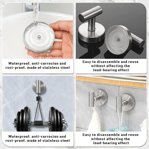 Shimeyao 6 Pack Suction Cup Hooks for Shower Stainless Steel No Drill Shower Hooks Removable Metal Towel Hanging for Wall Kitchen Glass Mirror Towels Robes Window Loofah(Silver,Hanging Hook) in Saudi Arabia