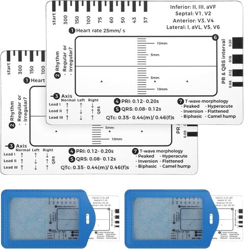 2PCS ECG 7 خطوة حاكم ، حاكم EKG الشفافة من الفرجار التجميلي EKG لتحليل إيقاع القلب ، أداة قياس محمولة لطلاب أمراض القلب والمهنيين الطبيين in Saudi Arabia