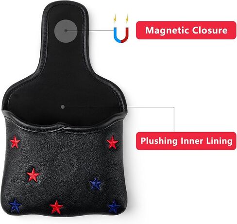 Golf Club Square Shamrock Clover USA Patriotic Flag Mallet Putter Cover Magnetic Heel Shafted PU Leather Headcover in Saudi Arabia