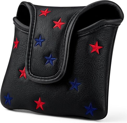 Golf Club Square Shamrock Clover USA Patriotic Flag Mallet Putter Cover Magnetic Heel Shafted PU Leather Headcover in Saudi Arabia