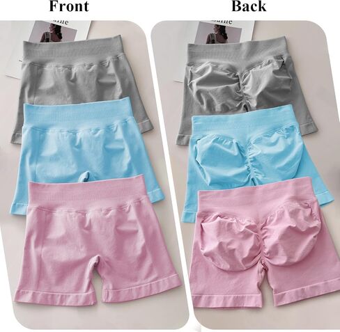 3 Piece Workout Shorts Womens Scrunch Butt Lifting Impact Shorts Seamless Yoga Gym Boom Booty Short Running Pants in Saudi Arabia