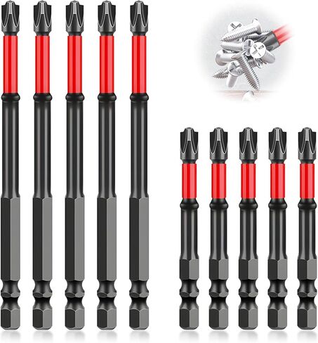 FPH2 Bits,FPH2 Screwdriver,FPH2 Impact Screwdriver Bit Set - S2 Steel 65mm & 110mm Slotted Heads 1/4 Inch Hex Shank,CNC Machined Tips with Magnetism,Cross Slot Screw Driver Drill Bits(10pcs) in Kuwait