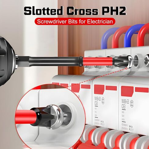 FPH2 Bits,FPH2 Screwdriver,FPH2 Impact Screwdriver Bit Set - S2 Steel 65mm & 110mm Slotted Heads 1/4 Inch Hex Shank,CNC Machined Tips with Magnetism,Cross Slot Screw Driver Drill Bits(10pcs) in Kuwait
