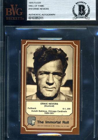 Ernie Nevers Bas Beckett Coa Autograph Rare 1975 Fleer Immortal Roll تم توقيعها - بطاقات موقعة بالبيسبول in Saudi Arabia