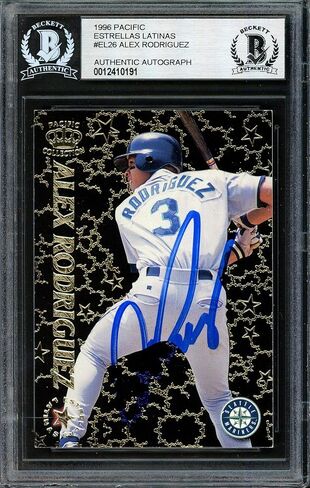 Alex Rodriguez Autographed 1996 Pacific Crown Estrellas Latinas Card #EL-26 Seattle Mariners Beckett BAS #12410191 - Baseball Slabbed Autographed Cards in Saudi Arabia
