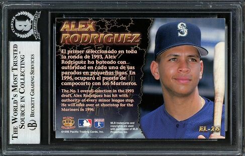 Alex Rodriguez Autographed 1996 Pacific Crown Estrellas Latinas Card #EL-26 Seattle Mariners Beckett BAS #12410191 - Baseball Slabbed Autographed Cards in Saudi Arabia