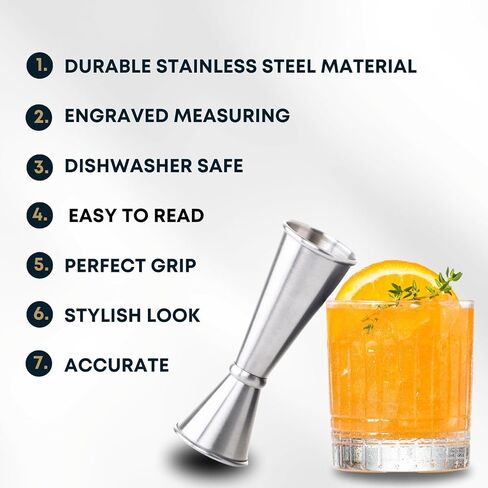 BARIANTTE Double Jigger for Bartending, Cocktail Jigger 2 oz 1 oz, Cocktail Measuring Cup Japanese Jigger Shot Measure Jiggers, Bar Measuring Tools Bar Jigger in Saudi Arabia