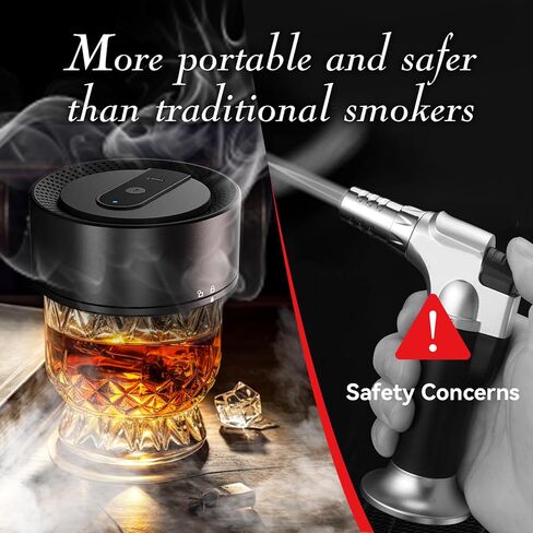 طقم مدخن للويسكي الكهربائي مع 6 نكهات من رقائق الخشب ، طقم مدخن الكوكتيل القابل لإعادة الشحن ، لا مطلوب من البوتان (أخف مضمن) ، مجموعة مدخن مشروب قديمة ، هدايا أعياد الميلاد للرجال ، أبي ، زوج in Kuwait