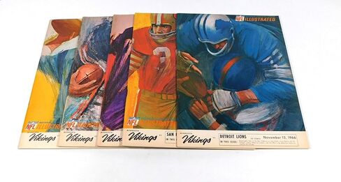 Lot of (5) Different 1966 Minnesota Vikings NFL Football Programs DA065623 - NFL Programs in Saudi Arabia
