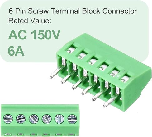 MECCANIXITY 30PCS 6-Pin PCB Mount Screw Terminal Block Connectors 2.54mm/0.1inch Pitch Circuit Board Connectors for Home Appliances, Industrial Projects in Kuwait