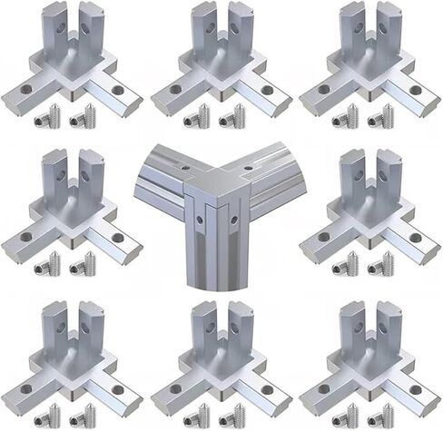8pcs 3 الطريق موصل قوس الزاوية 2020 3030 4040 Silver for t slot slot profession profile with procks (3030) in Kuwait