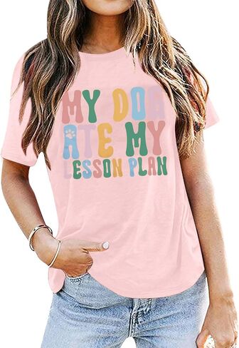 LUKYCILD Teacher Shirt Women First Day of School Shirts Progress Over Perfection Tee Casual Teacher Life Short Sleeve T-Shirt in Saudi Arabia