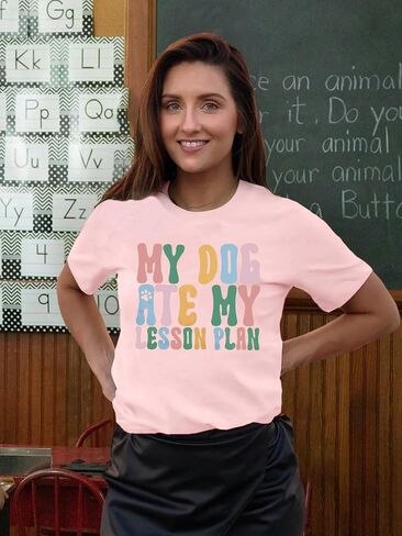 LUKYCILD Teacher Shirt Women First Day of School Shirts Progress Over Perfection Tee Casual Teacher Life Short Sleeve T-Shirt in Saudi Arabia