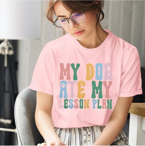 LUKYCILD Teacher Shirt Women First Day of School Shirts Progress Over Perfection Tee Casual Teacher Life Short Sleeve T-Shirt in Saudi Arabia