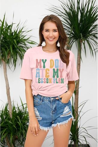 LUKYCILD Teacher Shirt Women First Day of School Shirts Progress Over Perfection Tee Casual Teacher Life Short Sleeve T-Shirt in Saudi Arabia