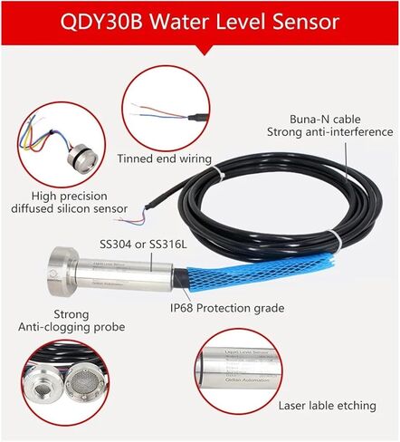 Anti-Clogging Level Pressure Sensor 0-10V Output 10m Cable Water Tank Liquid Level Transmitter Transducer(0-10v Range 3m) in Saudi Arabia