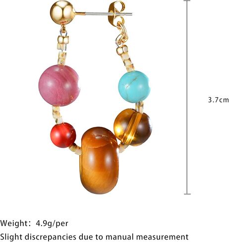 Agate Earrings for Sensitive Ears Multi-Color Earth Tone Quartz Healing Gemstone Crystal Handcrafted Boho Vintage Jewelry for Women in Saudi Arabia