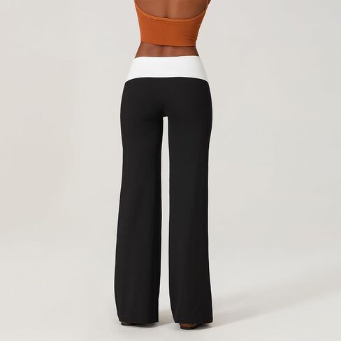 Fold Over Yoga Pants for Women Wide Leg Sweatpants Lounge Low Waist Flare Leggings Bell Bottoms Teen Girls Pants in Saudi Arabia