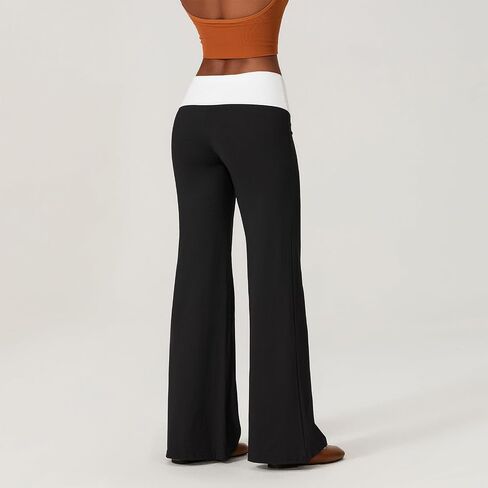 Fold Over Yoga Pants for Women Wide Leg Sweatpants Lounge Low Waist Flare Leggings Bell Bottoms Teen Girls Pants in Saudi Arabia