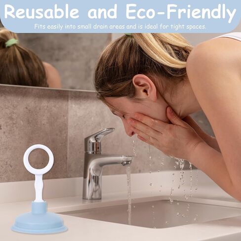 Kitchen Sink Plunger for Bathroom Drains, Compact Sink Clog Remover with Suction Cup - Blue in Saudi Arabia